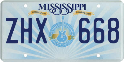 MS license plate ZHX668