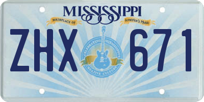 MS license plate ZHX671