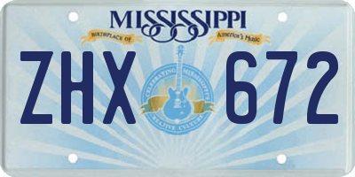MS license plate ZHX672