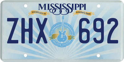 MS license plate ZHX692