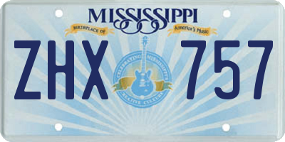 MS license plate ZHX757
