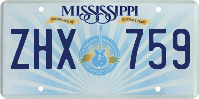 MS license plate ZHX759