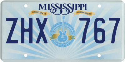 MS license plate ZHX767