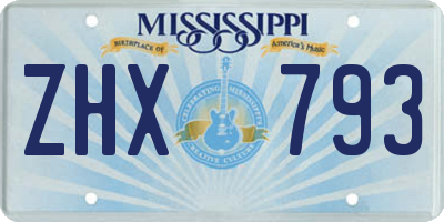 MS license plate ZHX793