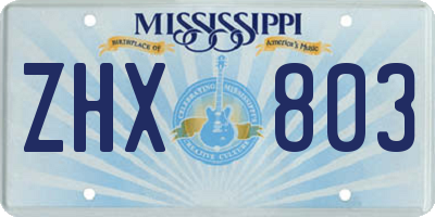 MS license plate ZHX803