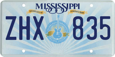 MS license plate ZHX835