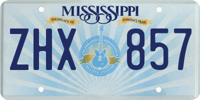 MS license plate ZHX857