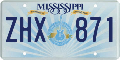 MS license plate ZHX871