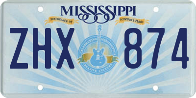 MS license plate ZHX874