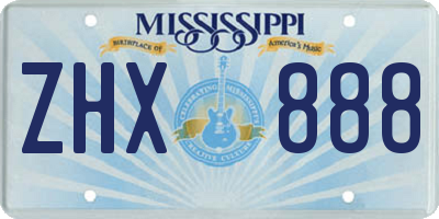 MS license plate ZHX888