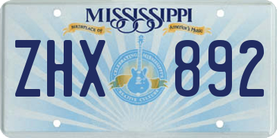 MS license plate ZHX892