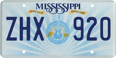 MS license plate ZHX920