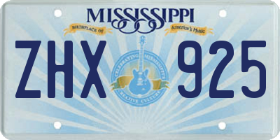 MS license plate ZHX925