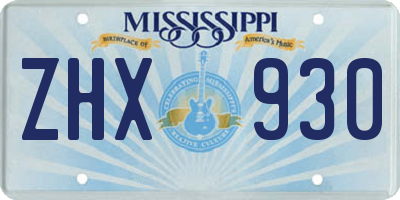 MS license plate ZHX930