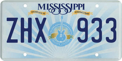 MS license plate ZHX933