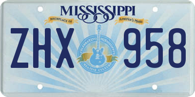 MS license plate ZHX958