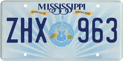 MS license plate ZHX963