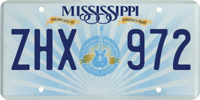 MS license plate ZHX972
