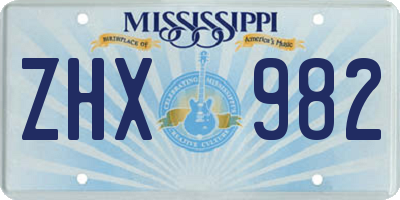 MS license plate ZHX982
