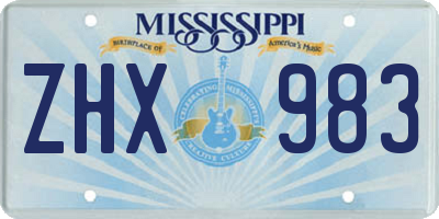 MS license plate ZHX983
