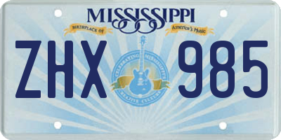 MS license plate ZHX985