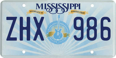 MS license plate ZHX986