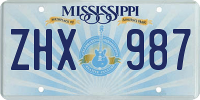 MS license plate ZHX987