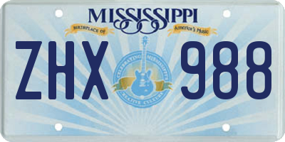 MS license plate ZHX988