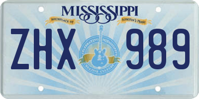MS license plate ZHX989
