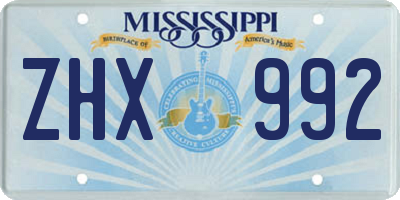 MS license plate ZHX992