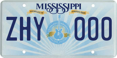 MS license plate ZHY000
