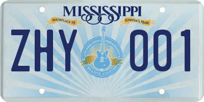 MS license plate ZHY001