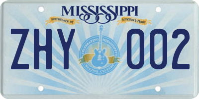 MS license plate ZHY002
