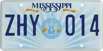 MS license plate ZHY014