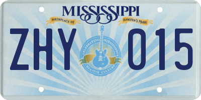 MS license plate ZHY015
