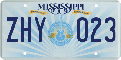 MS license plate ZHY023