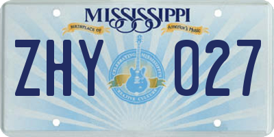 MS license plate ZHY027