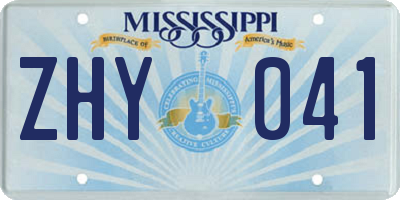 MS license plate ZHY041