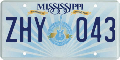 MS license plate ZHY043