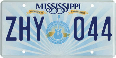 MS license plate ZHY044