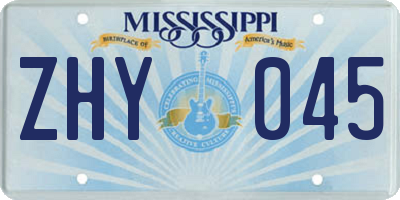 MS license plate ZHY045