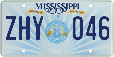 MS license plate ZHY046