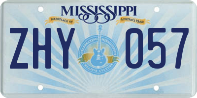 MS license plate ZHY057