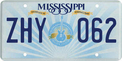 MS license plate ZHY062