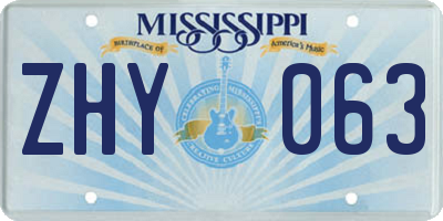 MS license plate ZHY063