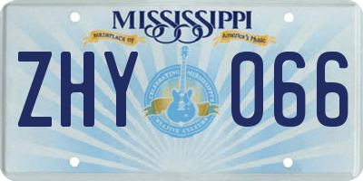 MS license plate ZHY066