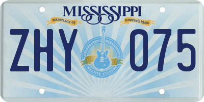 MS license plate ZHY075
