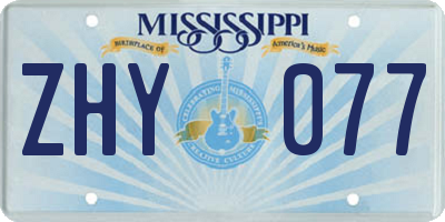 MS license plate ZHY077