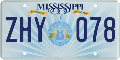 MS license plate ZHY078