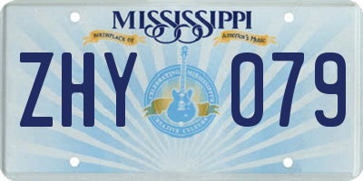 MS license plate ZHY079